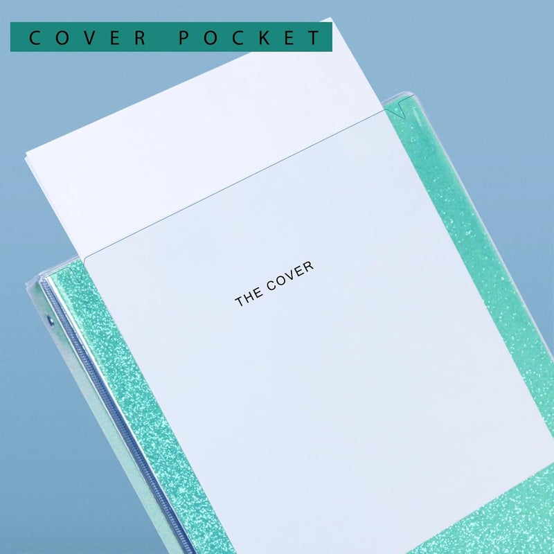 Nature Touch 3 Ring Binder, Glitter 1 Inch Organizer (10.5'' x 11.5'') Holds 8.5’’ x 11’’ Letter Size 300 Pages, Waterproof Durable View Binder, 1 Pack, Blue - Image 5